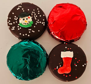 Chocolate Dipped Cookies - Snowman/Stocking