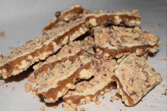 White Chocolate Raspberry Almond Toffee